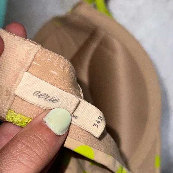 Aerie Maddie Polka Dot Bra size 34B Green and Tan - Picture 3 of 4